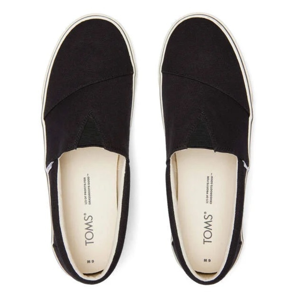 Toms Black Canvas Slip-On Loafers